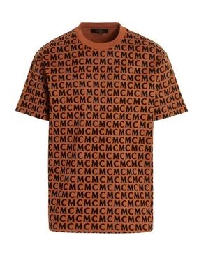 NEW MCM Men’s Cognac Organic Cotton Classic Logo-Print Short Sleeve T-Shirt M